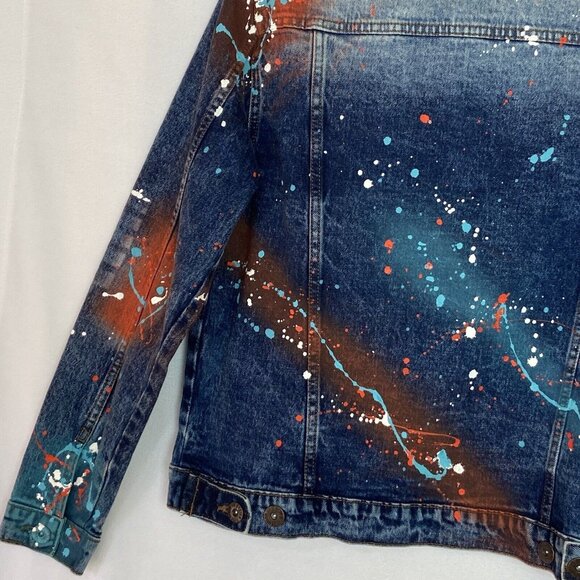 Evolution in Design Denim Jean Jacket Teen Boys Size Small Paint Splatter - Picture 10 of 16